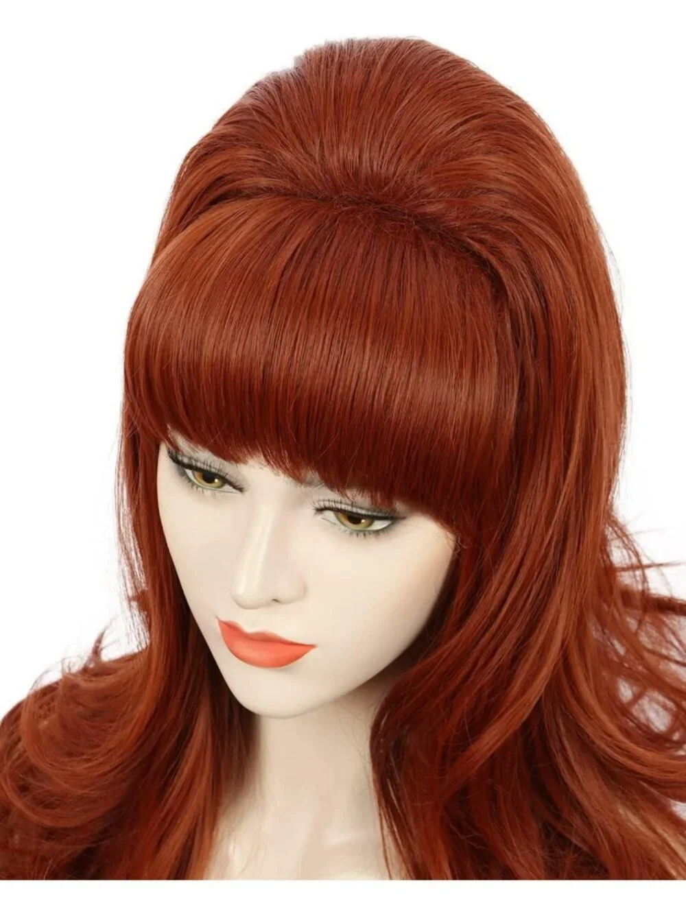 Long Wavy Ginger Auburn Wig for Women | 60s 70s Retro Big Hair Style